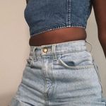 American Apparel Light Wash Denim High-Waist Cuff Short Photo 0