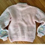 Vintage Women's Pastel Knit Novelty Pink Heart Pullover Sweater Sz M Fairy Kai Photo 1