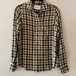 Pistola Women's size XS Black Cream Plaid Button Up Flannel Shirt Office Work Photo 0