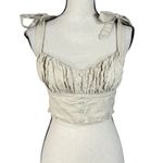 Altar'd State Altar’d State Medium Delilah Linen Corset Top Cropped Tie Straps Smocked Beige Photo 1