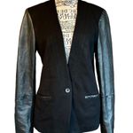 Madewell  Size 8 Black Leather Trim Collarless Moto Blazer Jacket Business Casual Photo 0