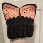 Handmade Crochet Cat Animal Ear Beanie Hat Cozy Ribbed Brim Stretch Winter Hat Photo 0