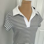 YPB Abercrombie Neoknit Striped Collared Dress Black Size M Photo 6