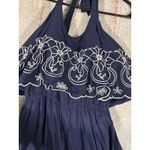 Flying Tomato halter jumpsuit navy embroided wide leg small Photo 2