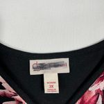 Dress Barn Black Floral Mixed Media Chiffon Front Lace Detail Plus Size Blouse Photo 2