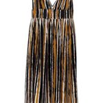 Ronny Kobo Brown Black Tiger Striped V Neck Maxi Dress Size Medium Photo 4