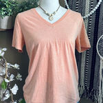 Natural Reflections  Peach Color Short Sleeve Basic V Neck T Shirt Photo 0