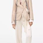 ZARA  Limited Edition Collection Wide Lapel Jacket  Wrap Tie Blazer Beige M NEW Photo 2
