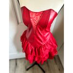 VINTAGE Chia 100% leather corset and lace strapless dress, 80s/90s size 4 Red Photo 2