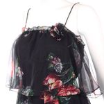 Vintage 1970s Black Floral Sheered 2 Piece Tiered Ruffled Dress Size S/M Photo 7