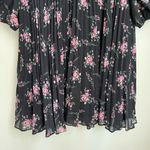 Monique Lhuillier ML Black Floral Ruffle Pleated Dress (Size 10) Photo 6