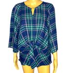 Krazy Kat  PLAID PEPLUM TOP BLOUSE TIE KNOT FRONT L Photo 1