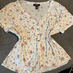 Cute floral short sleeve shirt White Size L Photo 0