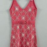 Milly of New York Pink Knit Floral Embellished Sleeveless Cotton Dress Size M Photo 0