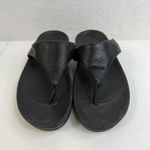 FitFlop  Size 7 Lulu Leather Toe Post Sandals Black Thong Wedge Black Comfort Photo 6