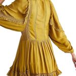 Free People One Mustard Yellow Ruffle Tiered Mini Dress XS Boho Festival Photo 1