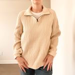 Lands' End Vintage Beige Ribbed Half-Zip Sweater Photo 2