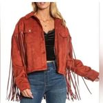 Juicy Couture  Fringed Trucker Jacket Size L Rust Faux Suede Western Boho NWT Photo 0