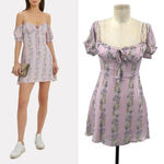 Intermix  Lily Floral‎ Mini Dress Purple Off the Shoulder Size 2 Photo 1