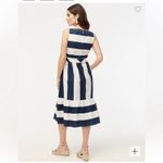 J.Crew Poplin White/Navy Stripe Midi Dress Photo 1