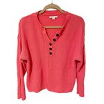 American Eagle  Medium Henley Sweater Medium Pink Cotton Knit Relaxed Pullover Photo 0