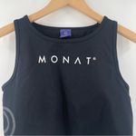 MONAT Tank Top Size Large Logo Tight Black Cropped Attached Sports Bra Athletic Photo 5