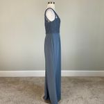 Adrianna Papell Lace and Crepe Sleeveless A-Line Evening Gown Blue Size 10 Dress Photo 3
