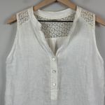 Laura Bianchi Linen Top Women's L White Crochet Lace V Photo 2