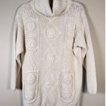 Vtg Colleens Collectables Ivory Chunky Knit Turtleneck Sweater Tunic Dress Size M Photo 0