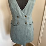 Forever 21 26.  Blue Faux Suede Pinafore Vest Mini Dress Size Medium Photo 3