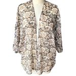 American Eagle  Brown Floral Boho Shawl Cape Bohemian Kimono Wrap ~ LARGE / XL Photo 0