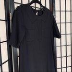 BCBGMAXAZRIA BCBGMaxAzaria Straight Shift Short Sleeve Knee Length Aisha Dress Black X-Small Photo 3