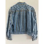 Sandro  Denim Jackie Jacket Womens 36 Blue‎ Embroidered Oversized Boho Festival Photo 5