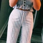 Boutique Two Piece Blue And White Striped Set Photo 0