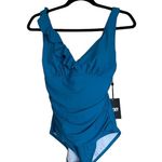 DKNY NWT  Ruffle Plunge Underwire Tummy Control One-Piece Swimsuit Photo 1