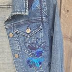 Pilcro  By Anthropologie Blue Embroidered Jean Jacket Photo 5