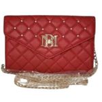 Badgley Mischka NWT  Red Vegan Leather Diamond Quilting Crossbody Bag Clutch $129 Photo 0