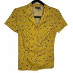 Modcloth  Yellow Daytime Dynamo Retro Button Up Floral Collared Top Size Small Photo 1