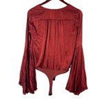 Caroline Constance extra bell sleeve silk V neck burnt orange bodysuit sz S Photo 2
