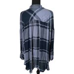 Free People  Dark Blue Plaid Rainy Day Oversized Tunic Flannel Small OB649704 Photo 1