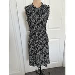 Madewell Smocked Crewneck Sleeveless Mini Dress in Floral Black White Sz 2 NU575 Photo 7
