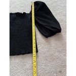 H&M  Black Smocked Puff Sleeve Square Neck Top Women's Medium Photo 3