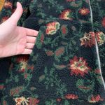 INC International Concepts Floral Print Sherpa Jacket Women Medium Full Zip Cozy Black Photo 2