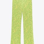 ZARA NWT   HIGH RISE FLARED JACQUARD PANTS  GREEN Medium Photo 5