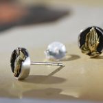 925 Silver Plated Praying Hands Stud Earrings for Men Women,Punk Hip Hop Earrings Photo 1