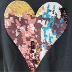 Wildfox Black Oversized Sequin Heart Sweatshirt, Size Large Photo 1