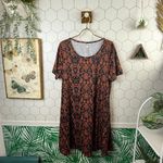 Orange & Black Short Sleeve Printed Swing Dress Photo 1