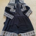 Parker  Black and White Embroidered Romper Photo 4