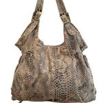 Elliott Lucca Sintra Leather Hobo Bag Exotic Snakeprint Gray/Taupe Gray Photo 0