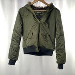 Members Only  Faux Fur Trim Hooded‎ Crop Puffer Jacket in Green Size Small Photo 0
